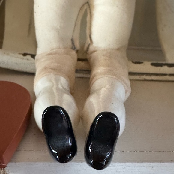 Antique German China Head Doll Hand Sewn Painted Nails Black Shoes 1800s 1900s - Picture 10 of 12